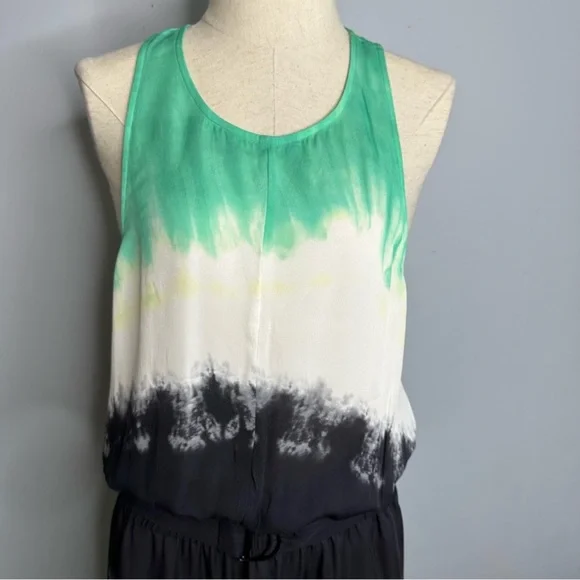 A.L.C Tallulah Tie-Dye Sleeveless Silk Midi Dress Belted Racerback Size 14 - Picture 6 of 11